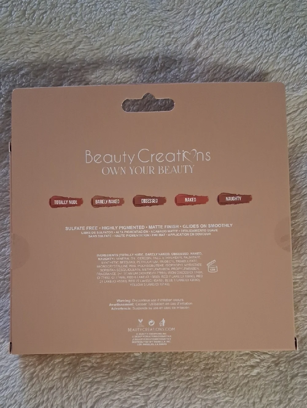 Beauty Creations Bare Five Matte Lipstick Set - Nude & Peach Shades NWT